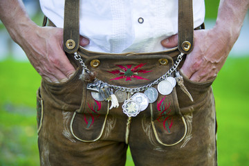 man in traditional bavarian leather pants