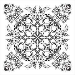 Hand drawing zentangle mandala element. Italian majolica style