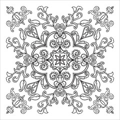 Hand drawing zentangle mandala element. Italian majolica style