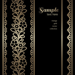 Vintage background with gold borders on black