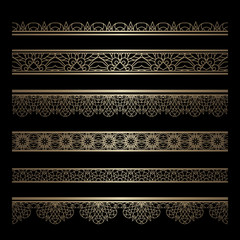Gold lace borders, set of ornamental lines