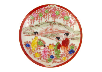 Single antique chinese. Asiatic design isolated on a white