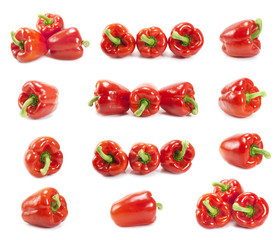 Sweet red bell pepper set  isolated over a white background