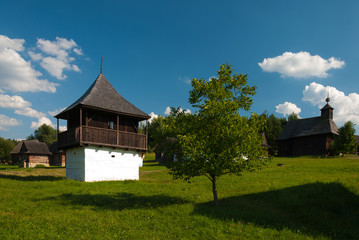 Fototapeta na wymiar Garden house from Slovenske Pravno - Museum of the Slovak Village, Martin, Slovakia