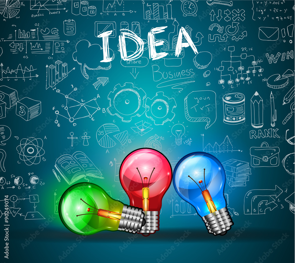 Aufkleber Idea Concept Layout for Brainstorming and Infographic background 