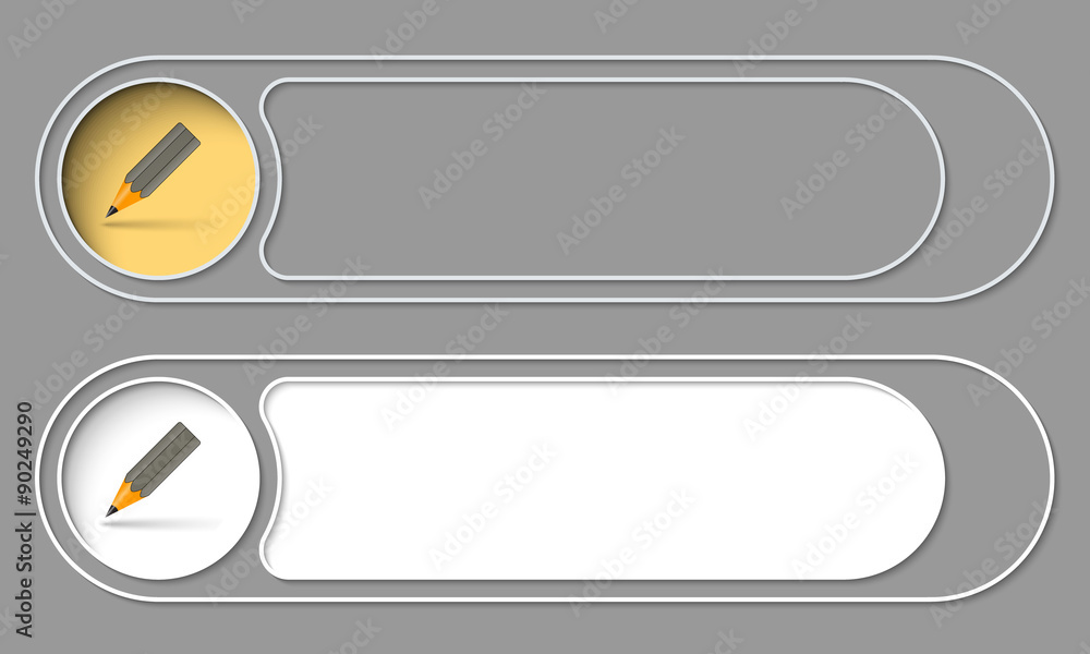 Poster set of two simple buttons and pencil