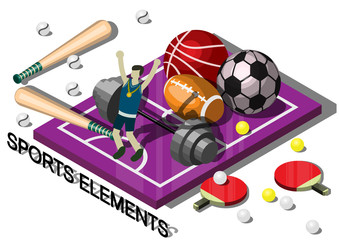 illustration of info graphic sports equipment concept in isometric graphic