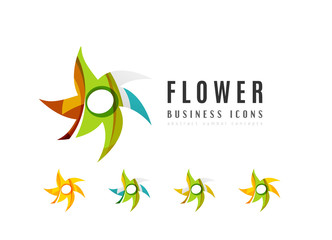 Set of abstract flower logo business icons