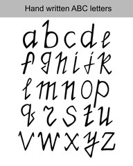 Vector set ABC letters hand written with black marker