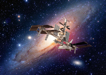Satellite space station spaceship spacecraft outer galaxy universe. Elements of this image...