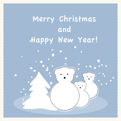 New Year card, polar bears