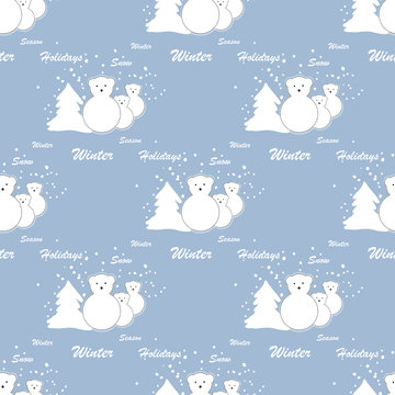 Seamless pattern, funny polar bears
