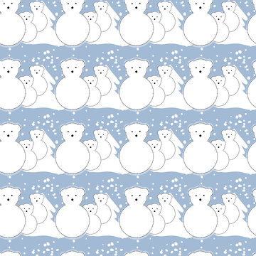 Seamless pattern, funny polar bears