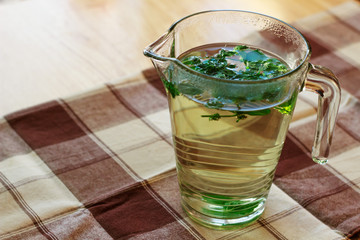 Tea from fresh herbs - mint and melissa
