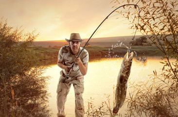 Burbot. Man fishing