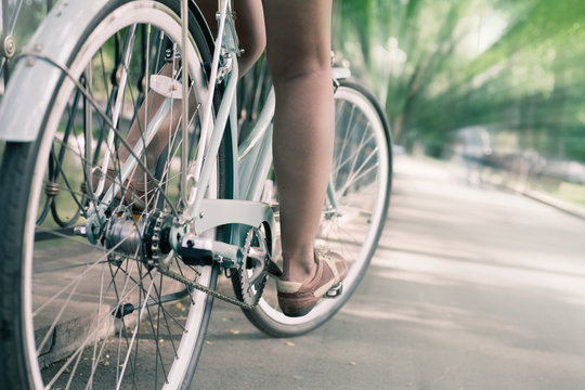blue vintage city bicycle, concept for activity and healthy lifestyle