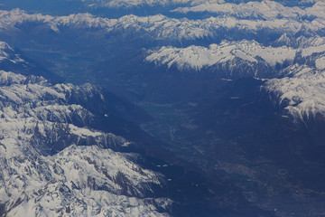 Fototapeta premium view from the the plane to the mountains