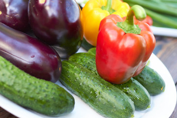Ingredients: peppers, eggplants, cucumbers