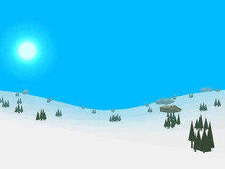 Low poly retro style frozen land