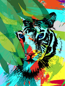 Tiger under leafes