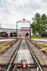 Obraz premium old black steam locomotive in Russia 
