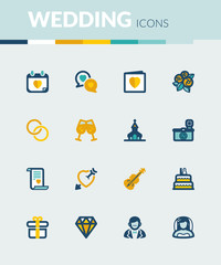 Wedding colorful flat icons