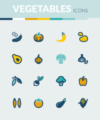 Vegetables colorful flat icons