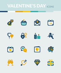 Valentines Day colorful flat icons