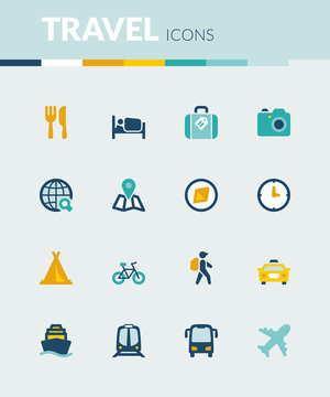 Travel colorful flat icons