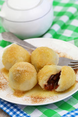 Dumplings with plums, closeup
