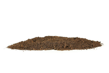 Pile of soil isolated on white