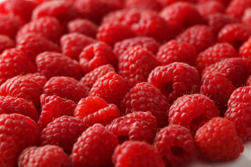 Red raspberry background, close up