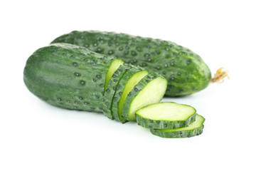 Fresh cucumbers isolated on white