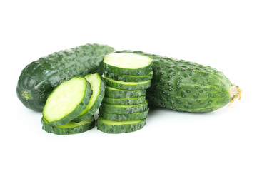 Fresh cucumber isolated on white