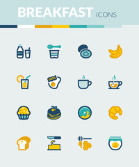 Beakfast colorful flat icons