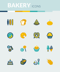 Bakery colorful flat icons