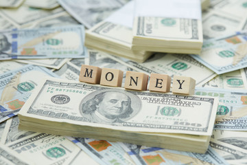 much money. Wooden blocks - the inscription money