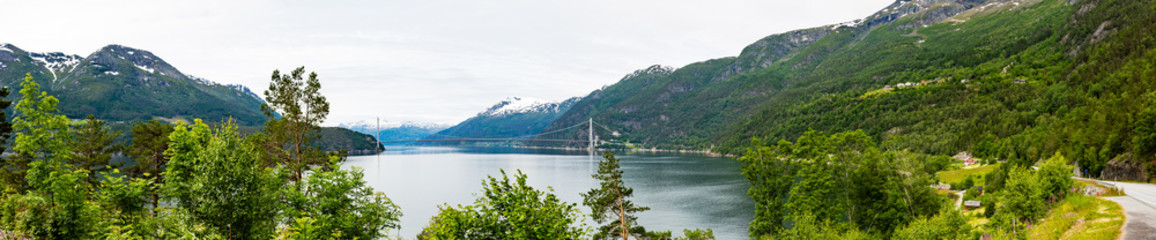 Panorama of Hardangerbrua bridge