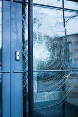 Broken glass front door