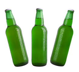 Bottles with drops on white