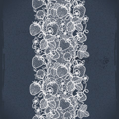Vector lace seamless pattern decorative strawberry,leaves,intertwined with viscous of lines.Infinitely wallpaper,decoration your design,lingerie and jewelry.Your invitation cards, wallpaper,and more.
