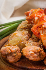 Grilling shashlik.