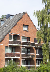 Fassade eines modernen Wohngebäudes in Hamburg, Deutschland