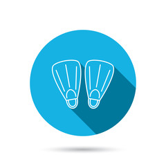 Swimming flippers icon. Diving sign.