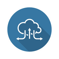 Online Cloud Solutions. Flat Design Icon. Long Shadow.