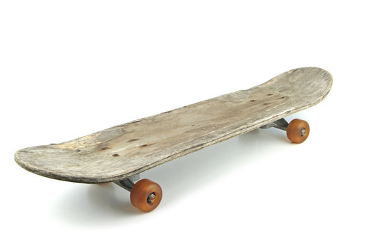 Old Used Wooden Skateboard