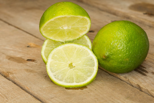 Lime on an old wooden table