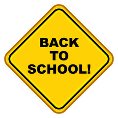 Se&ntilde;al amarilla plana texto BACK TO SCHOOL