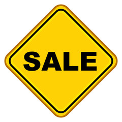 Señal amarilla plana texto SALE