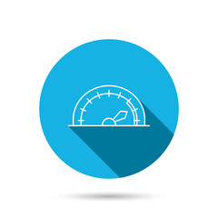Speedometer icon. Speed tachometer with arrow.